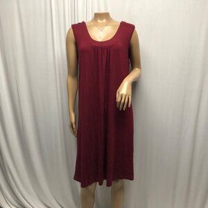 Ekouaer Dress Womens Size Large Sleeveless Burgundy Knee Length Scoop Shift NEW